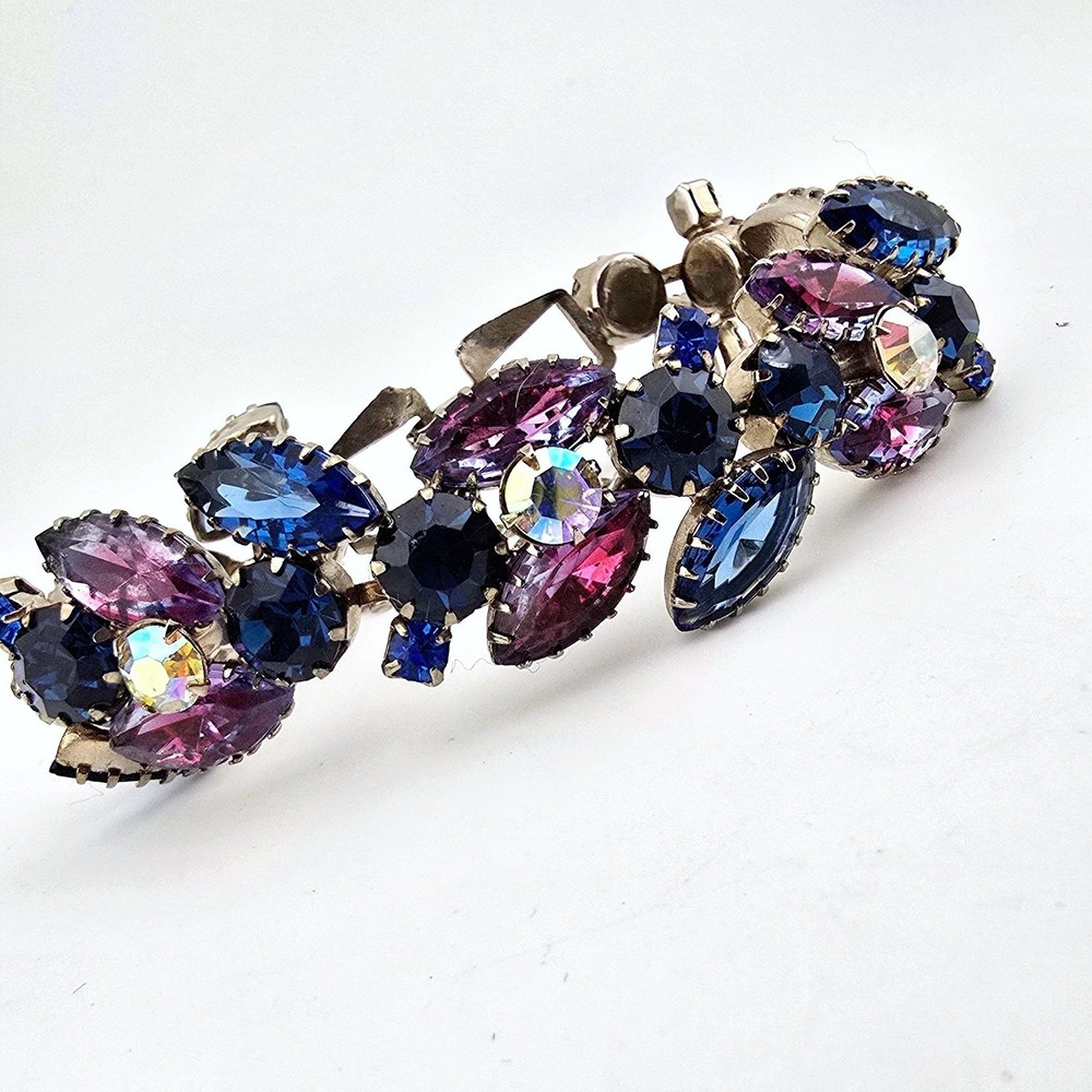 Vintage Julianna D&E Navette AB Rhinestone Link Bracelet - Picture 8 of 8